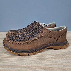 Twisted X Slip On Oblique Toe Mens Size 13 Shoe Brown Leather Loafers